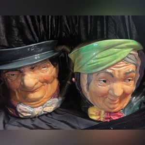 Royal Doulton “Tony Weller” & “Sairey Gamp” Large Pitchers! NEW Vintage England!